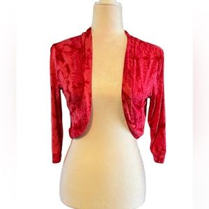 NWT Dunia Red Tie Dye Open Front Shrug Size Small